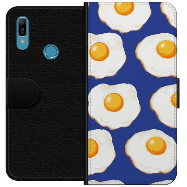 Lompakkokotelo Huawei Y6 (2019)-laitteelle, jossa on Paistetut munat kuvio