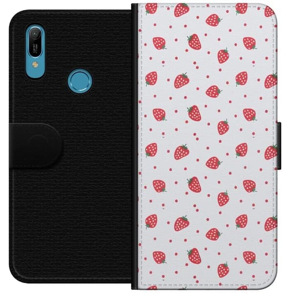 Tegnebogsetui til Huawei Y6 (2019) med Jordbær motiv