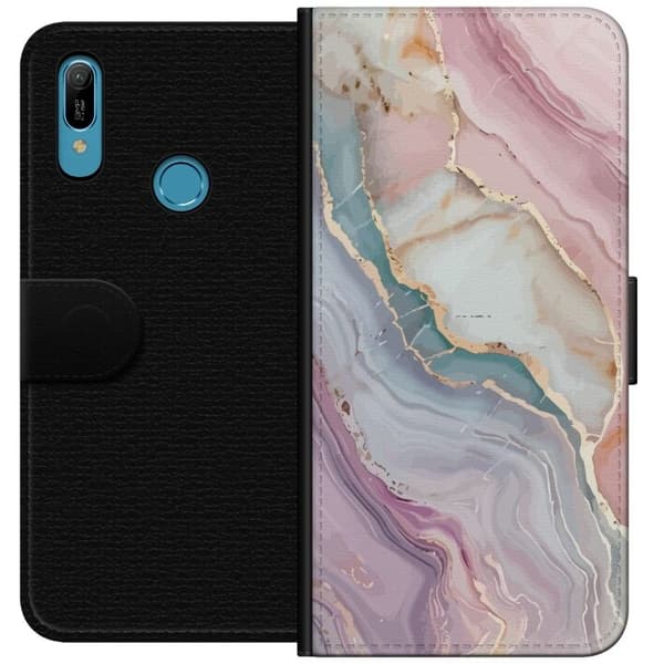 Lompakkokotelo Huawei Y6 (2019)-laitteelle, jossa on Marmori kuvio