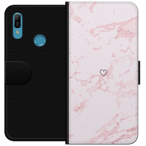 Tegnebogsetui til Huawei Y6 (2019) med Rosa Hjerte motiv