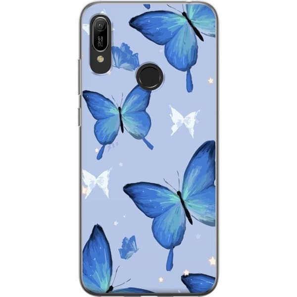 Kännykkäkuori Huawei Y6 (2019)-laitteelle, jossa on Sinisiä perhosia kuvio
