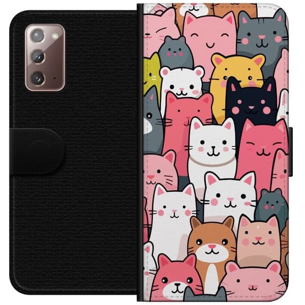 Tegnebogsetui til Samsung Galaxy Note20 med Katte mønster motiv