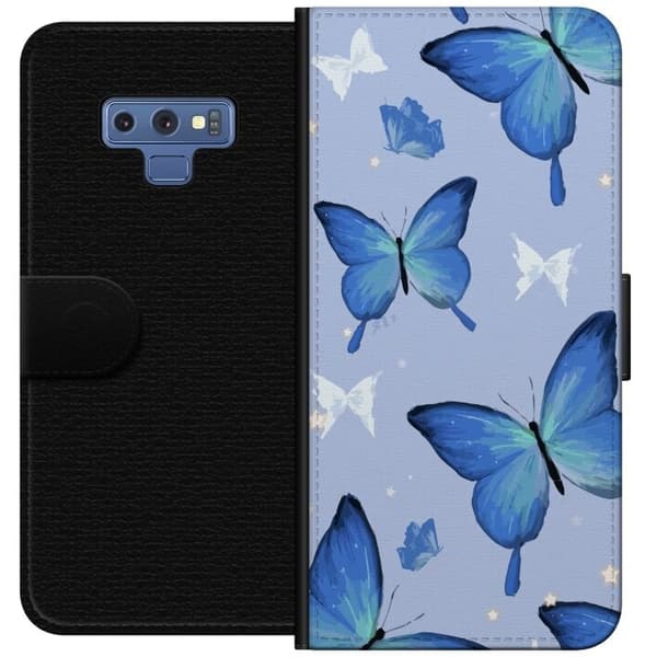 Plånboksfodral till Samsung Galaxy Note9 med Blå fjärillar motiv