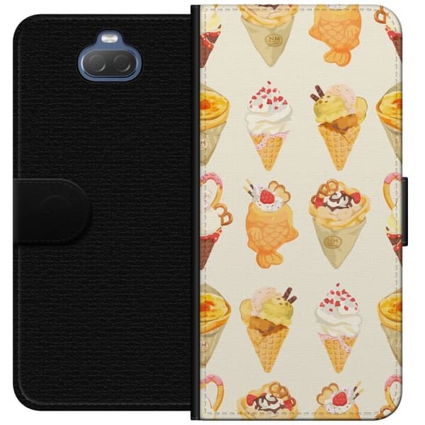 Lompakkokotelo Sony Xperia 10-laitteelle, jossa on Lasinen kuvio
