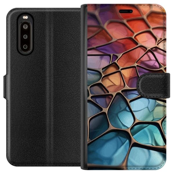 Lompakkokotelo Sony Xperia 10 II-laitteelle, jossa on Metallikuviointi kuvio