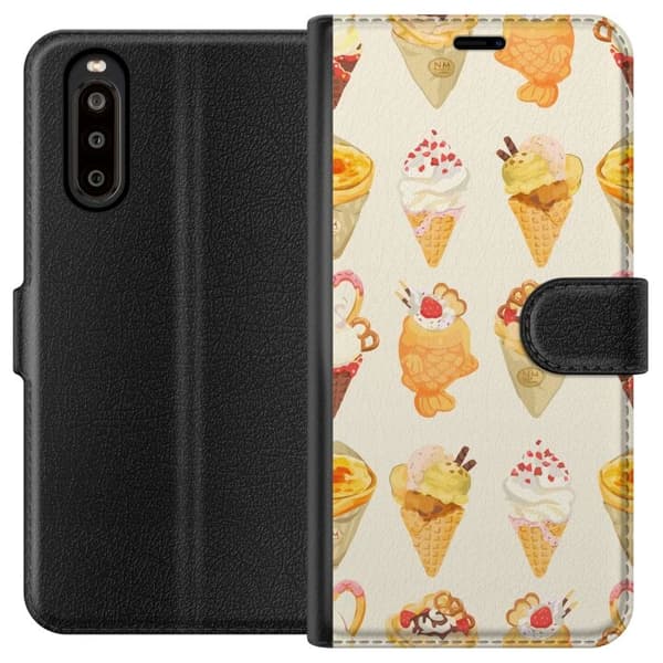 Lompakkokotelo Sony Xperia 10 II-laitteelle, jossa on Lasinen kuvio