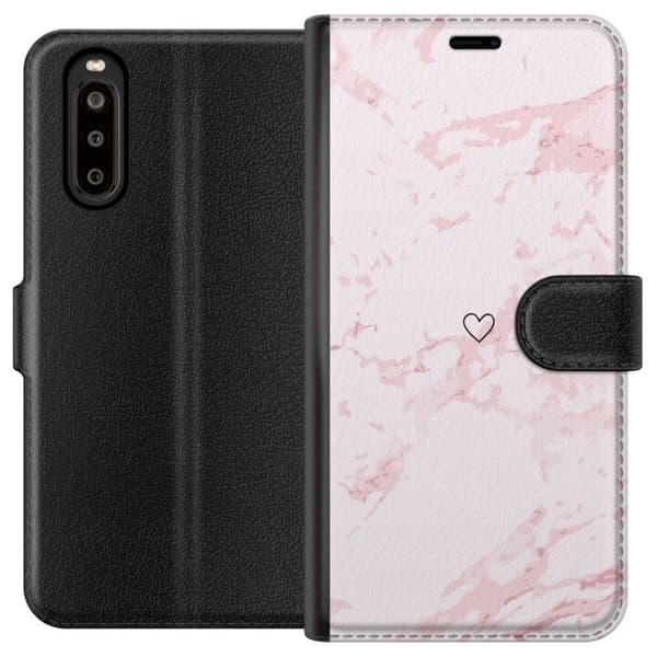 Tegnebogsetui til Sony Xperia 10 II med Rosa Hjerte motiv