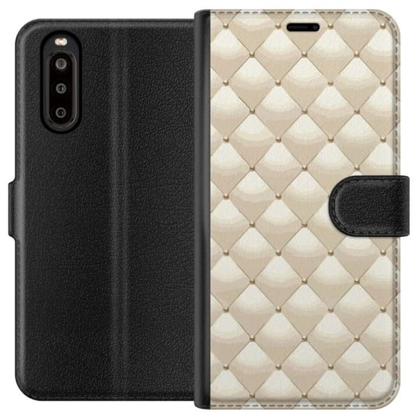Lompakkokotelo Sony Xperia 10 II-laitteelle, jossa on Kultakiilto kuvio