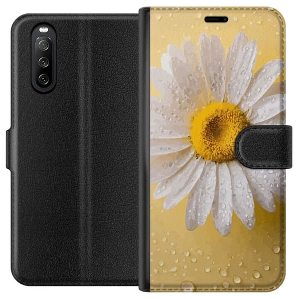 Lompakkokotelo Sony Xperia 10 III-laitteelle, jossa on Posliinikukka kuvio