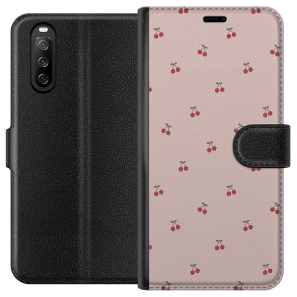 Tegnebogsetui til Sony Xperia 10 III med Kirsebær motiv