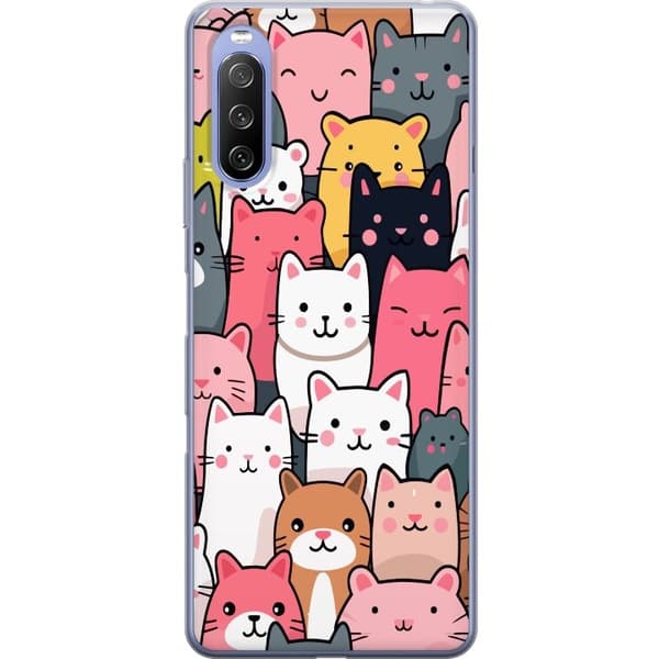 Kännykkäkuori Sony Xperia 10 III-laitteelle, jossa on Kissan kuviointi kuvio