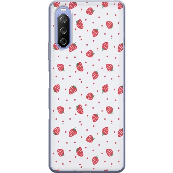 Kännykkäkuori Sony Xperia 10 III-laitteelle, jossa on Mansikat kuvio