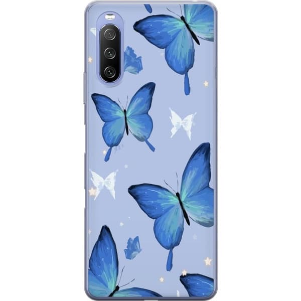 Kännykkäkuori Sony Xperia 10 III Lite-laitteelle, jossa on Sinisiä perhosia kuvio