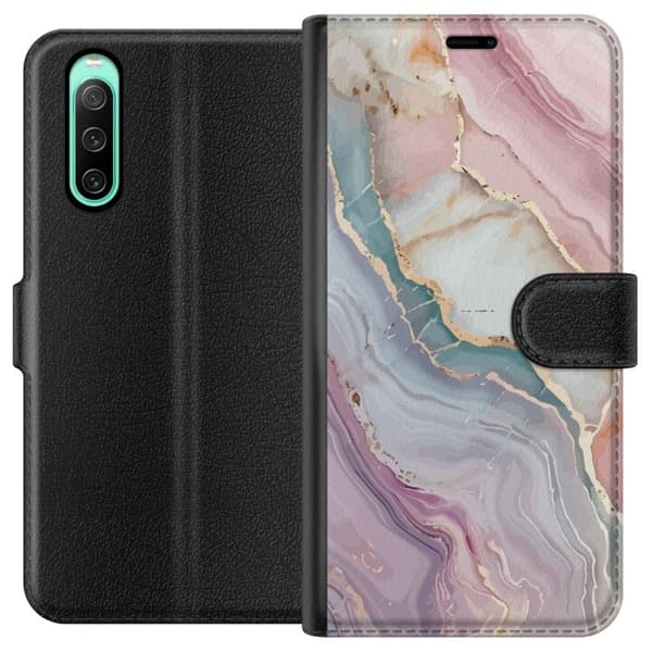 Tegnebogsetui til Sony Xperia 10 IV med Marmor motiv