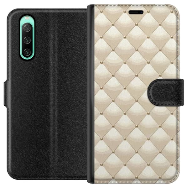 Lompakkokotelo Sony Xperia 10 IV-laitteelle, jossa on Kultakiilto kuvio