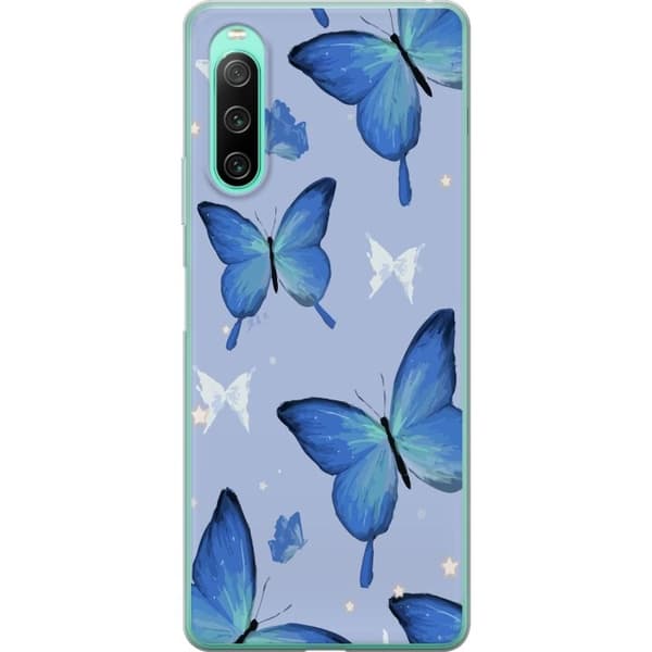 Kännykkäkuori Sony Xperia 10 IV-laitteelle, jossa on Sinisiä perhosia kuvio
