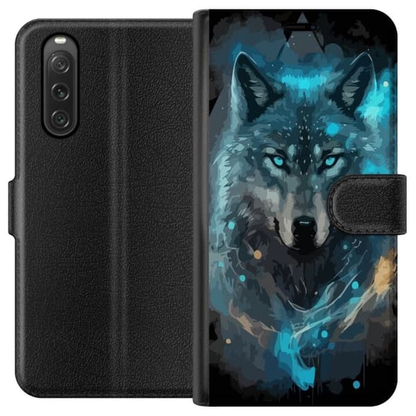 Tegnebogsetui til Sony Xperia 10 V med Ulve motiv