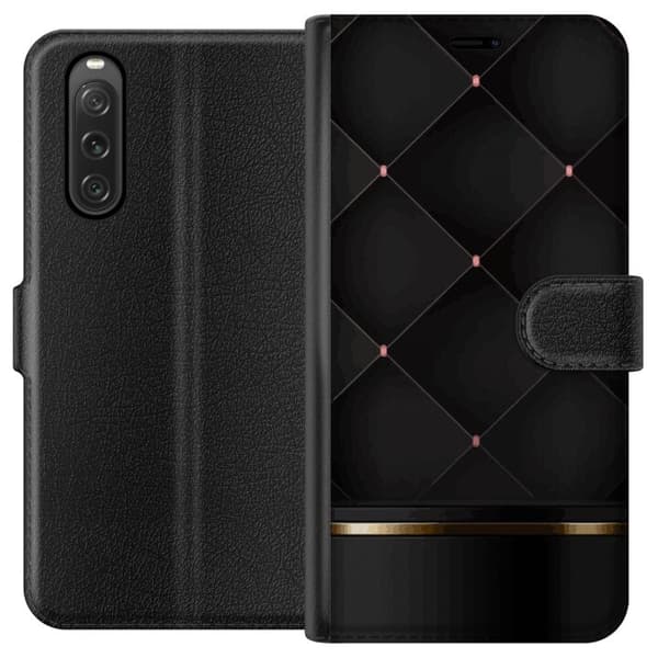 Lompakkokotelo Sony Xperia 10 V-laitteelle, jossa on Ylellinen linja kuvio