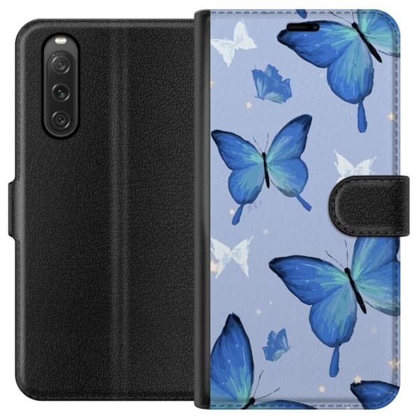 Lommeboketui til Sony Xperia 10 V med Blå sommerfugler motiv
