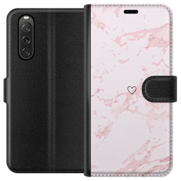 Tegnebogsetui til Sony Xperia 10 V med Rosa Hjerte motiv