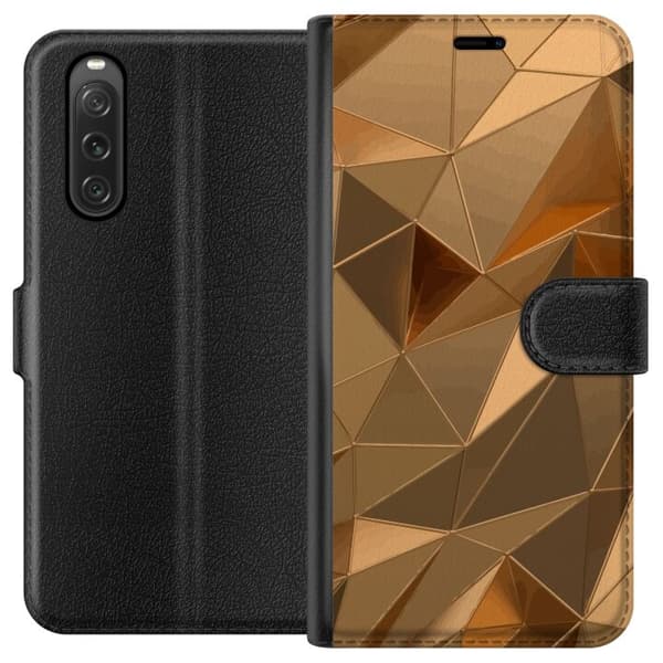 Plånboksfodral till Sony Xperia 10 V med 3D Guld motiv