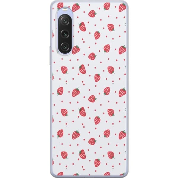 Kännykkäkuori Sony Xperia 10 V-laitteelle, jossa on Mansikat kuvio