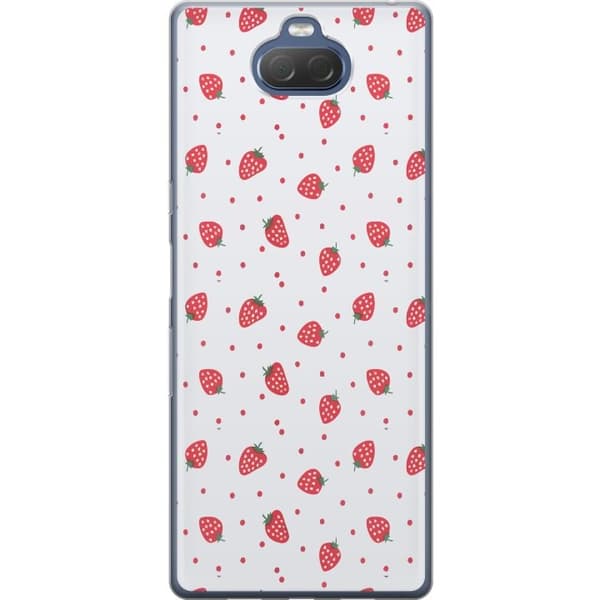 Kännykkäkuori Sony Xperia 10 Plus-laitteelle, jossa on Mansikat kuvio