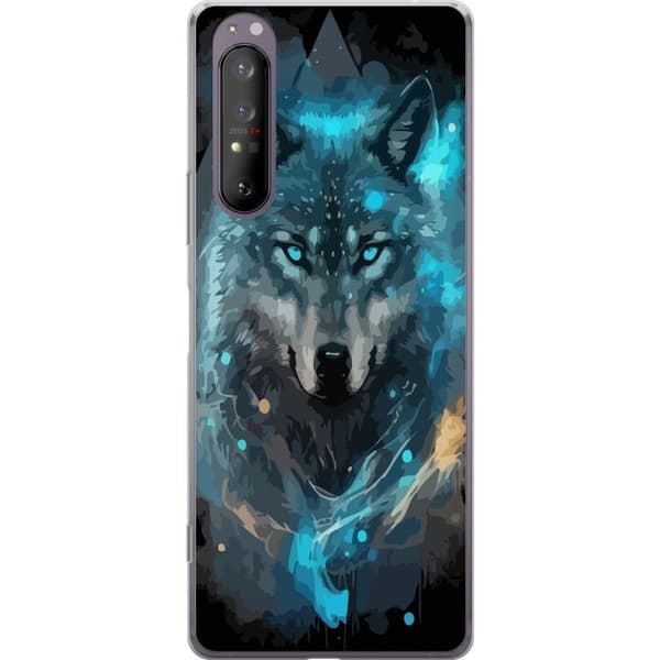 Kännykkäkuori Sony Xperia 1 II-laitteelle, jossa on Susi kuvio