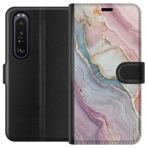 Lompakkokotelo Sony Xperia 1 III-laitteelle, jossa on Marmori kuvio