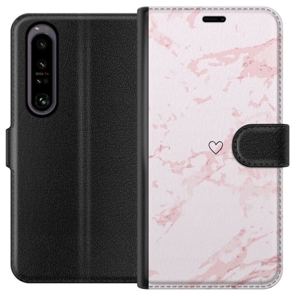 Tegnebogsetui til Sony Xperia 1 IV med Rosa Hjerte motiv