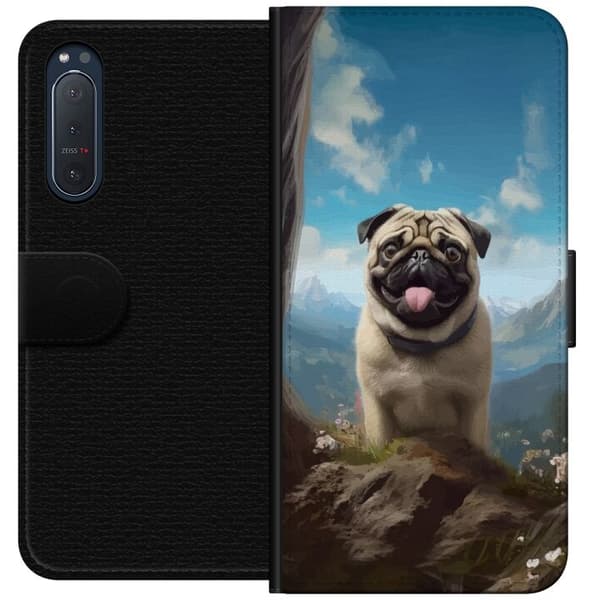 Plånboksfodral till Sony Xperia 5 II med Glad Hund motiv