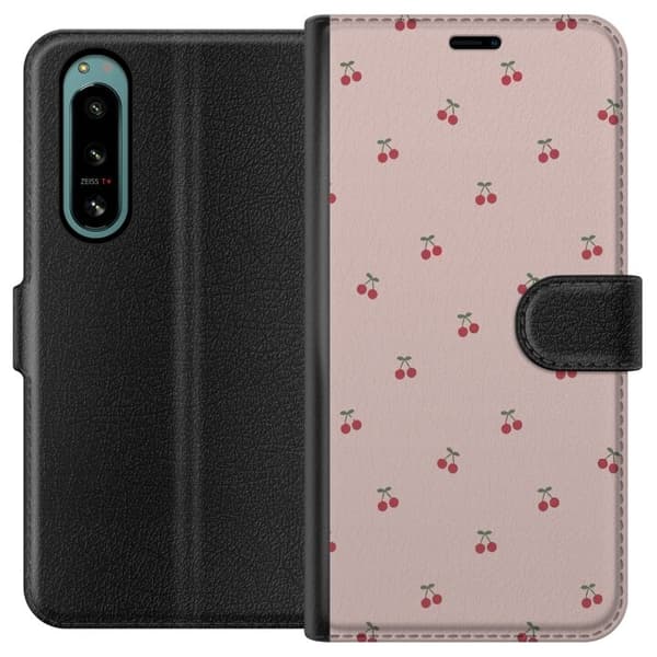Lompakkokotelo Sony Xperia 5 IV-laitteelle, jossa on Kirsikka kuvio