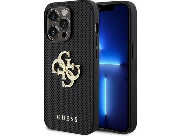 Guess Guess GUHCP15XPSP4LGK iPhone 15 Pro Max 6.7" czarny/black hardcase Leather Perforated 4G Glitter Logo