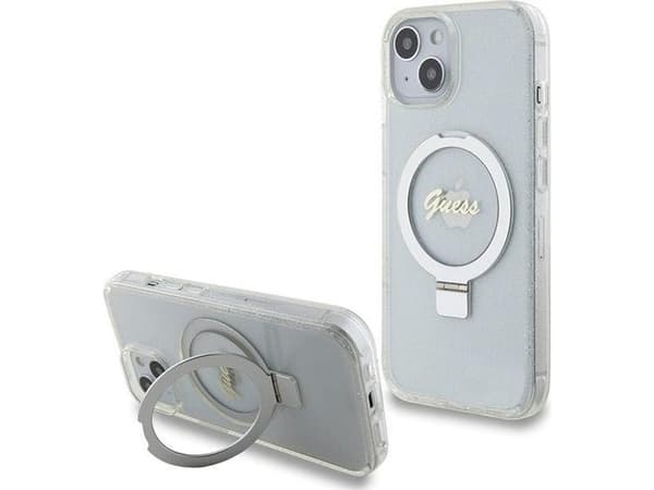 Apple iPhone 13 / 14 / 15 Guess Asia Ring Stand Script Glitter MagSafe (GUHMP15SHRSGSD) läpinäkyvä