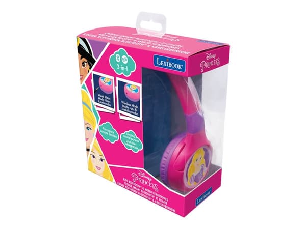 Lexibook Disney Princess - Hodetelefoner - on-ear - Bluetooth - trådløs, kablet - 3,5 mm jakk - rosa
