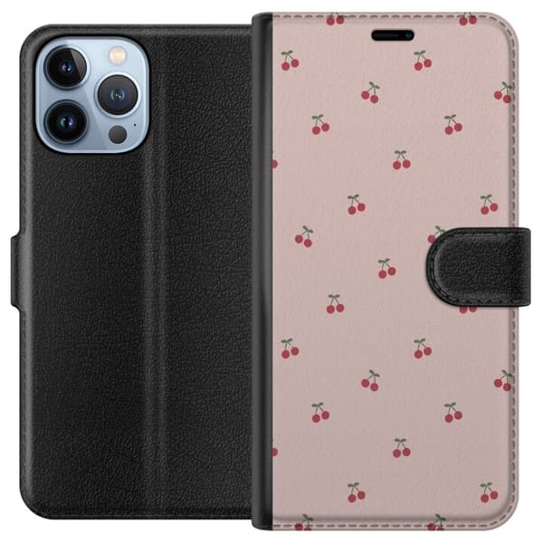 Tegnebogsetui til Apple iPhone 13 Pro Max med Kirsebær motiv