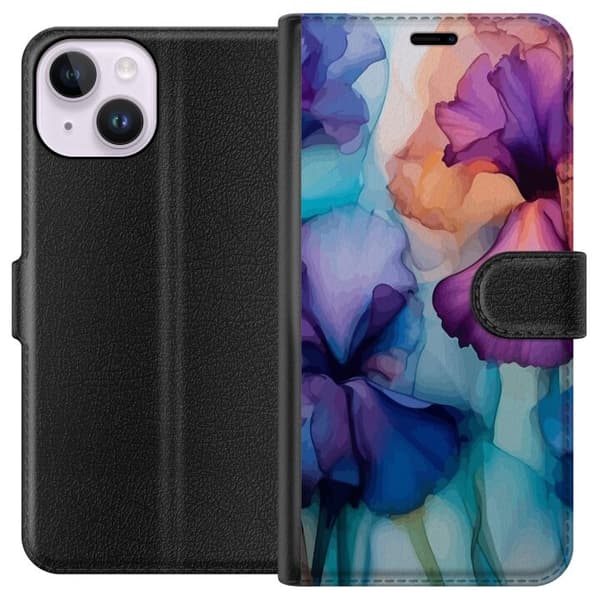 Tegnebogsetui til Apple iPhone 14 med Magiske blomster motiv