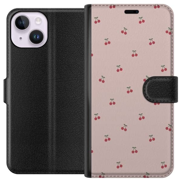 Plånboksfodral till Apple iPhone 14 med Körsbär motiv