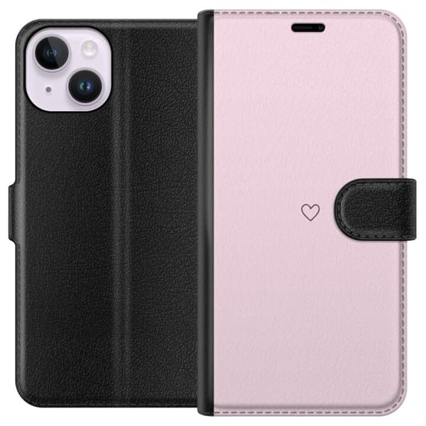 Tegnebogsetui til Apple iPhone 14 med Hjerte motiv