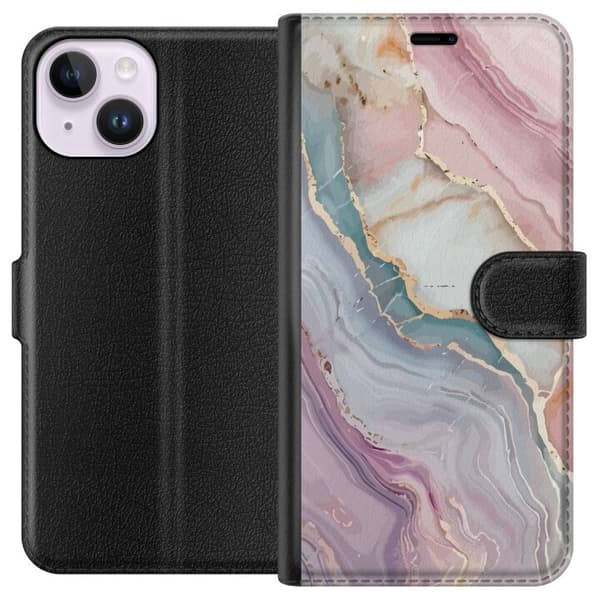 Tegnebogsetui til Apple iPhone 14 med Marmor motiv