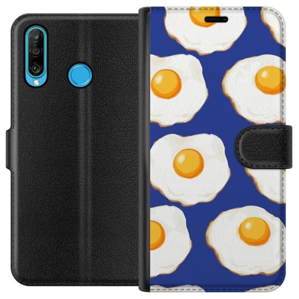 Tegnebogsetui til Huawei P30 lite med Stegte æg motiv