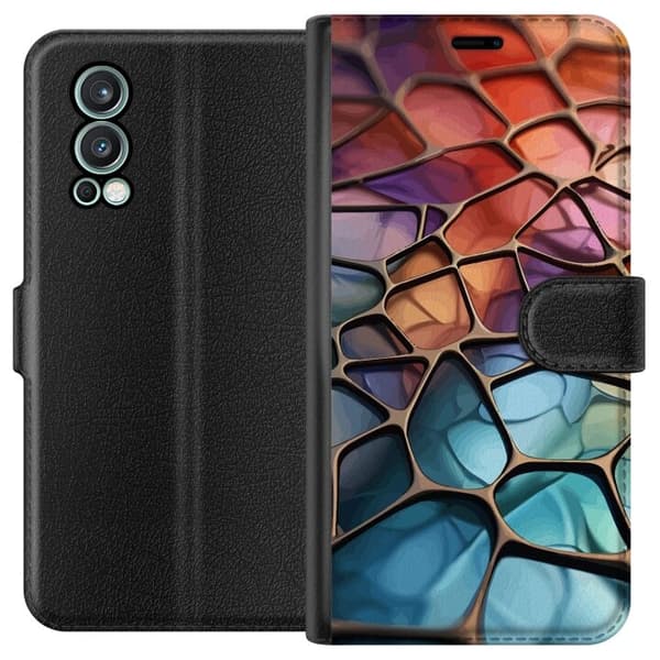 Tegnebogsetui til OnePlus Nord 2 5G med Metallict mønster motiv