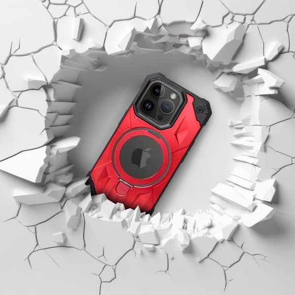 iPhone 11 Pro Max Mobilskal Magsafe Ringhållare Armor - Röd