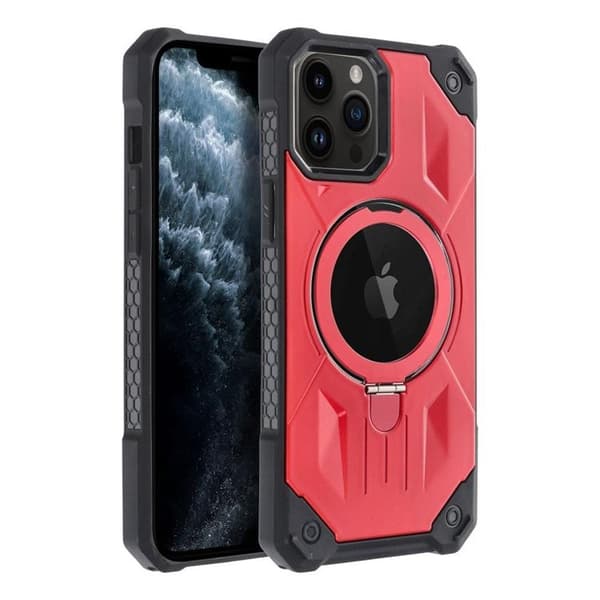 iPhone 11 Pro Max Mobilskal Magsafe Ringhållare Armor - Röd
