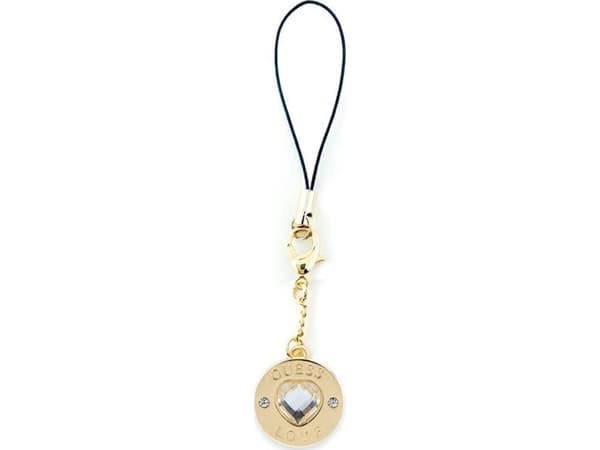 Guess Guess zawieszka GUCPMHGLD Phone Strap Heart Diamond Charm with Rhinestones