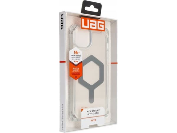 UAG Plyo MagSafe -kotelo iPhone 15 Plus - Kirkas ja hopea