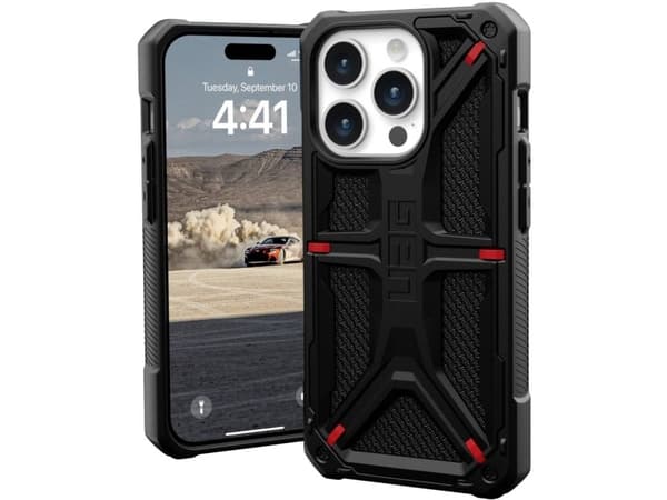 Urban Armor Gear Monarch Kevlar, Suojus, Apple, iPhone 15 Pro, 15,5 cm (6.1"), Musta