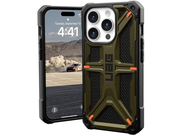 Urban Armor Gear 11427811397B, Etui, Apple, iPhone 15 Pro, 15,5 cm (6.1"), Sort, Grønn, Oransje