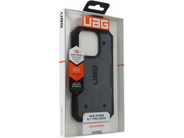 UAG kotelo ( UAG ) Urban Armor Gear Pathfinder yhteensopiva Magsafe IPHONE 15 PRO -puhelimelle hopea