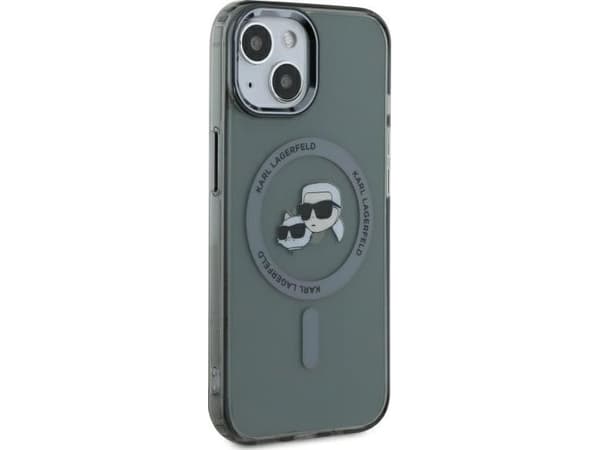 Karl Lagerfeld IML IML K&amp;CH Heads Metal Frame MagSafe dėklas iPhone 15 Juodat